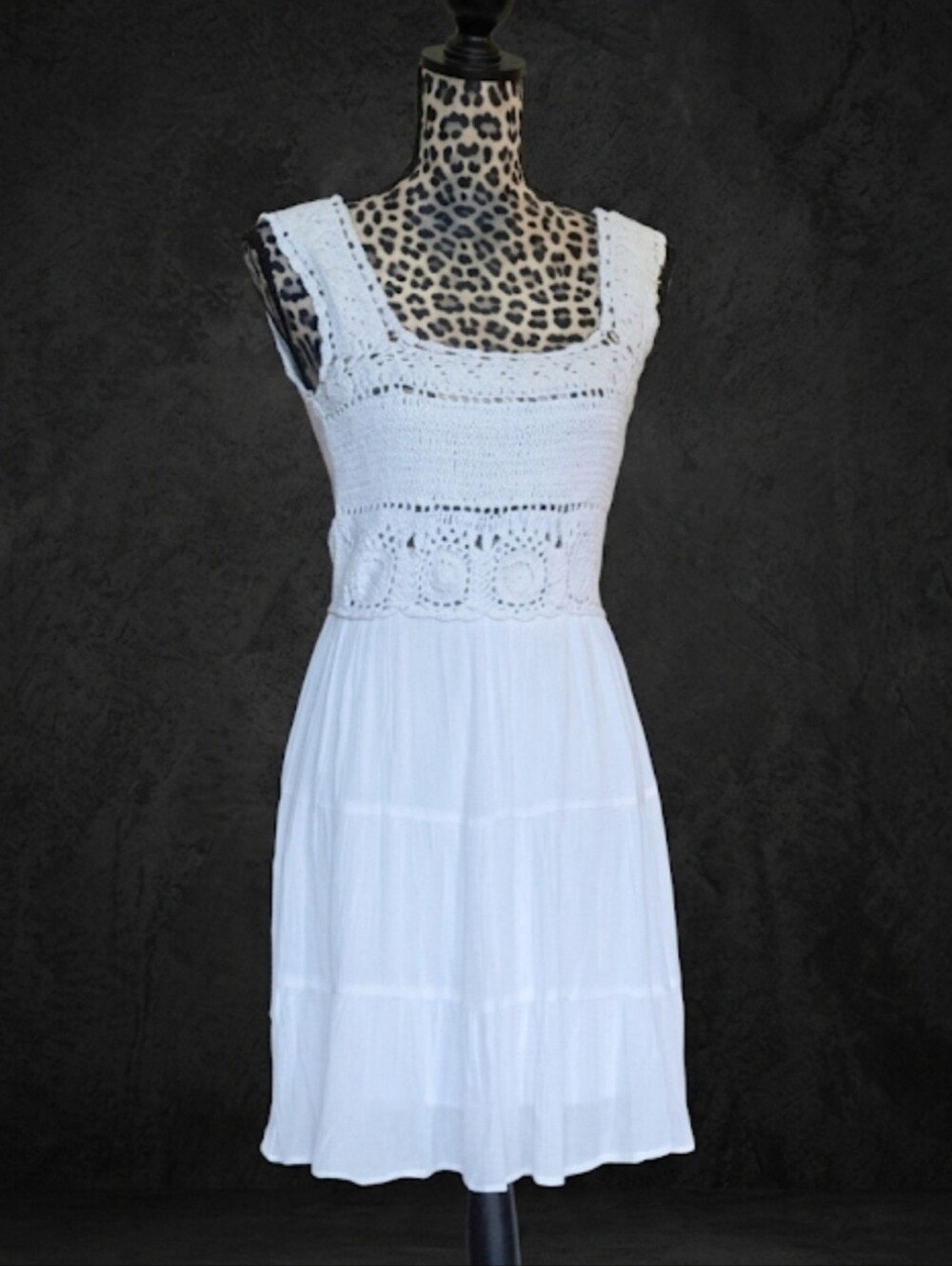 Jessica Simpson White Crochet Bodice Mini Dress - Sleeveless Summer Dress NWT